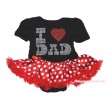Black Baby Bodysuit Minnie Dots Pettiskirt & Sparkle Rhinestone I Love Dad Print JS4474